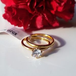 Gold Solitaire Ring Set